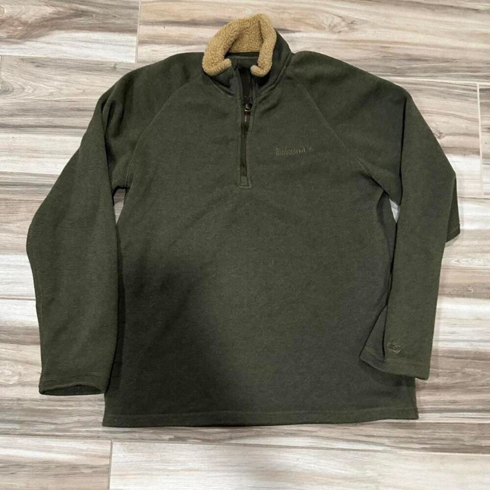 Timberland Men's Green and Khaki Sweatshirt